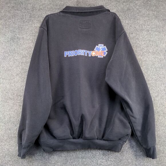 Game Workwear EMT Paramedic 1/4 Zip Sweatshirt Men's Large Blue Priority One VTG - Picture 8 of 16